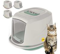 CAT CENTRE Jumbo Green Cat Hooded Litter Tray High Sided Rim Big Extra