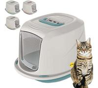 CAT CENTRE Jumbo Hooded Litter Tray XL, Blue, Charcoal Filter