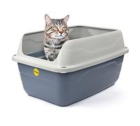 CAT CENTRE Jumbo Open Cat Litter Tray Box Grey Pan 56cm Plastic Toilet Deep Anti-Spillage Non-Leaking Kittens Loo Detachable Extra High Rim Rounded Corners Easy Access Safe Durable