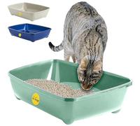 CAT CENTRE Jumbo Open Cat Litter Tray XL 56cm, Green, Easy Clean