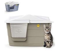 CAT CENTRE Large Hooded Cat Litter Tray, Beige, Flap Door, Detachable Hood | Enclosed cat litter box with lidded hood, easy cleaning, spacious covered toilet for adult cats and kittens