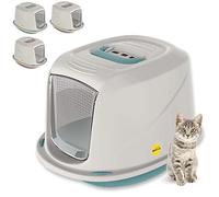 CAT CENTRE Medium Blue Cat Hooded Litter Tray, Extra Deep, Small Cats