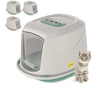 CAT CENTRE Medium Green Cat Hooded Litter Tray, Extra Deep, Small Cats