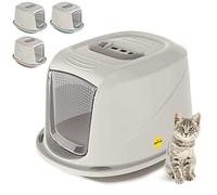 CAT CENTRE Medium Grey Cat Hooded Litter Tray, Extra Deep, Small Cats