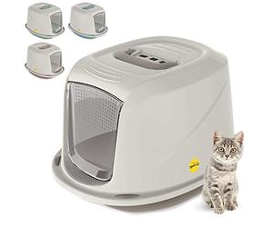 CAT CENTRE Medium Grey Cat Hooded Litter Tray, Extra Deep, Small Cats