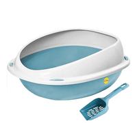 Cat Centre Oval Cat Litter Tray with Removable Rim and Scoop Blue Jumbo | Low-entry Open Cat Litter Box, High-sided Design, Easy Access for Kittens and Senior Cats, Helps Contain Loose Litter