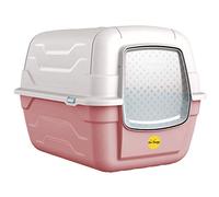 CAT CENTRE Pink Hooded Litter Tray Box, Large Enclosed Cat Toilet