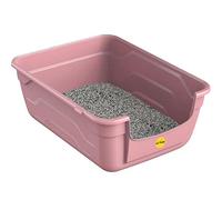 CAT CENTRE Pink Large High Sided Cat Litter Tray, Lowered Step, Kitten | Deep litter box, 11.5cm lowered entry step, easy cleaning, luxury pan for adult & elderly cats, kittens