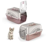 CAT CENTRE Premium Pet Carrier, Cat Dog Transport Box, Pink | Kitten puppy travel cage, lockable front door, air vents, lightweight, easy clean, 10 kg max