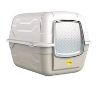Cat Centre Rotator Large Cat Litter Tray with Lid and Flap, 49 cm Grey | Enclosed Cat Litter Box for Kittens and Small Dogs, with Activated Charcoal Filter for Odour Control and Scoop Included