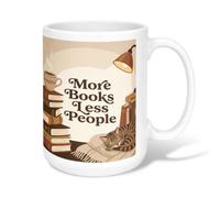 Cat Ceramic Coffee Mug, Cozy Vintage Books Coffee Fall Brown Novelty Work Drinking Mugs with Handle Ideal for Friends Family Coworkers Teachers Couples Employees 15 Oz