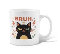 Cat Ceramic Coffee Mug, Playful Modern Lightning Stars None Black Novelty Tea Cup with Handle Ideal for Friends Family Coworkers Teachers Couples Employees 11 Oz