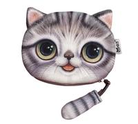 Cat Change Pouch - Zippered Cartoon Coin Pouch, Cute Coin Purse, Zippered Cartoon Coin Pouch, Small Change Purse for Birthday, Cute Coin Bag with Cat Tail Decor for Phone, Cards, Jewelry, Light Grey,