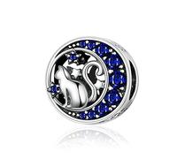 Cat Charm 925 Sterling Silver Dog Charm Camel Charm Rabbit Charm Dolphin Charm Butterfly Charm for Pandora Charm Bracelet (Cat)