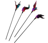 Cat Chases Wand - Colorful Pet Dancer Rod, Interactive Kitty Stick | Natural Feathers Twitch Toy with Bell, Long Play Wand, Swing Action Pole, Pet Chaser Toy for Indoor Feline Fun Prank