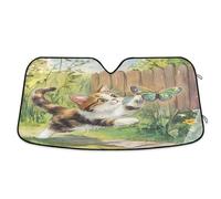 Cat Chasing Butterfly in The Yard car sunshades for Windshield Foldable Heat Shield windsheild automaticas para Autos