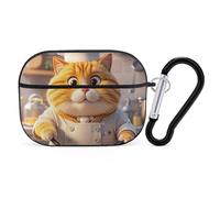 Cat Chef AirPod Pro Case, Anti Scratch Hard PC Cover with Keychain, AirPod Pro 2nd/1st Case Accessories for Women Men, Black-Style