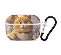 Cat Chef AirPod Pro Case, Anti Scratch Hard PC Cover with Keychain, AirPod Pro 2nd/1st Case Accessories for Women Men, White-Style