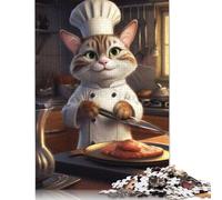 Cat Chef Cooking Bake Jigsaw Puzzles Puzzles for Adults Kids. 1000 Pieces Great Gifts Challenge Toy Educational Game Home Decoration for Adults& Kids Age 14 Years Up 1000pcs (75x50cm)