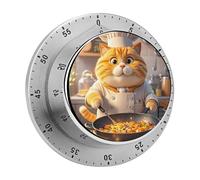 Cat Chef Kitchen Timers for Cooking 60 Minute Wind Up Timer, Magnetic Back, Visual Mechanical Timer with Loud Alarm, Manual Countdown Timers for Classroom Home Gym Tanning