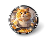 Cat Chef Round Badge for Men Women, Durable & Stylish Lapel Pins, Lightweight Metal Badges for Shirts, Jackets, Hats