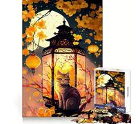 Cat Cherry Blossom Puzzles for Adults 1000 Puzzles Reasoning Skill Relaxed Leisure Sharp Cut Art Xmas Gift (38x26cm)