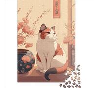 Cat Cherry Blossoms Paper Jigsaw Puzzles for Adults 1000 Piece Puzzles Rectangular Puzzle And Home Decor And Family Game 1000pcs (38x26cm)