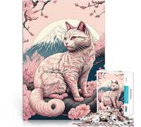 Cat Cherry Blossoms1000 teenager Pieces Jigsaw Puzzle Decompressing Intellectual Educational Toy Great gifts and toys 38x26cm