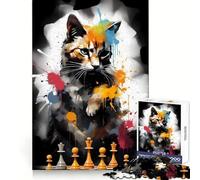 Cat Chess Master Jigsaw for Teenagers 1000 Pieces Thought Training Quiet Enjoyment Snug Fit Creative Gift (38x52cm)