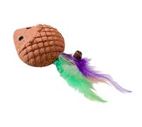 Cat Chew Toy - Catnip & Feather 15.7×5.8cm | Funny Hedgehog Shape Toy with Tail and Bell, Teeth Cleaning & Mental Stimulation | Indoor Outdoor Play Dressag