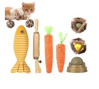 Cat Chew Toy, Chew Toy for Cat - 5, Interactive Kitten Teething Tool Set, Cat Teeth Cleaning Tool, Indoor Kitten Toy, Relieves Boredom and Enhances Oral Health