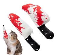 Cat Chew Toy - Kitten Teething Plush | 2 Piece Catnip Scratcher Bloody Cutter Design, Halloween Interactive Training Plaything For Solo Play Hunting Exercise Indoor Outdoor
