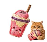 Cat Chew Toy Milk Tea Cup Shaped Funny Loofah Companion Natural Loofah Cat Toy Silvervine Rattan Chew Catnip Interactive Toys For Indoor Cats Kittens Pet Play