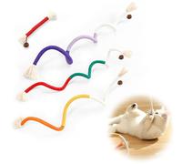 Cat Chew Toy Set - 3 Long + 1 Free Short, Catnip Toys, Dental Care, Enriched Fun, interactive Chase & Chew Fun for Indoor Cats and Kittens