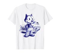 Cat Chicano Classic Car Felix Value Graphic T-Shirt, Men, White, L