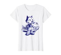 Cat Chicano Classic Car Felix Value Graphic T-Shirt, Women, White, S