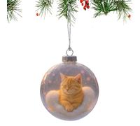 Cat Christmas Ball Ornaments - Adorable 3D Animal 9x9cm Christmas Tree Decorations Cat | for Party Centerpieces, Mantels, Fireplace Decorations