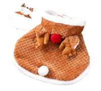 Cat Christmas Cap with Hat - Cat Christmas Costumes Set | Warm Winter Holiday Costume for Medium Dogs | Reindeer Coat Outfit for Christmaas, Animal Birthday and Winter Festival Parties