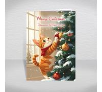 Cat Christmas Card for Daughter & Son-in-Law - Funny Kitten Playing with Christmas Tree Baubles, A5 Cute Cartoon Cat Greeting Card with a Special Verse Inside: Daughter & Son-in-Law Christmas Card