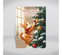 Cat Christmas Card for Sister-in-Law - Funny Kitten Playing with Christmas Tree Baubles, A5 Cute Cartoon Cat Greeting Card with a Special Verse Inside: Sister-in-Law Christmas Card