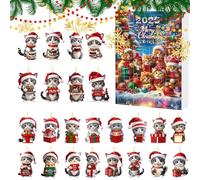 Cat Christmas Countdown Calendar 2025 | 24 Days Christmas Countdown Calendar with 2D Acrylic Cat Ornaments | Kitten Tree Ornament Festive Decoration for Home Window Door Wall (C)