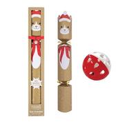 Cat Christmas Cracker - Pet Stocking Filler - Contains Hat Motto & Mini Ball With Bell - No Snap Christmas Toy - 14 Inch.