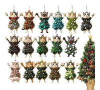 Cat Christmas Decoration, 2D Acrylic Kitten Pendant, Home Decoration, Christmas Tree Decoration with Cats, for the Rear View Mirror of the Car, Mantle, Hallway, Door Passage, Entrance Area