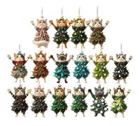 Cat Christmas Decoration | Cute 2D Flat Pendant Decoration - Christmas Tree Cat Jewellery - For Car Rear View Mirror Bag Pendant Fireplace Door Opening Front Door Entrance