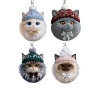 Cat Christmas Decorations - 2D Acrylic Pendant | Double-Sided Christmas Tree Decorations with Cat - for Home Kitchen Patio Window and Holiday Party