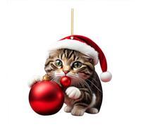 Cat Christmas Decorations - Cute Acrylic Cat Pendant Hanging Ornaments, Baubles & Gifts for Cats Lovers - Xmas Tree Party Supplies