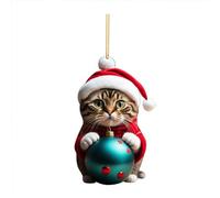 Cat Christmas Decorations - Cute Acrylic Cat Pendant Hanging Ornaments, Baubles & Gifts for Cats Lovers - Xmas Tree Party Supplies