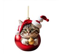 Cat Christmas Decorations - Cute Acrylic Cat Pendant Hanging Ornaments, Baubles & Gifts for Cats Lovers - Xmas Tree Party Supplies