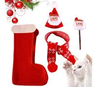 Cat Christmas Hat Scarf - Cat Toys, Christmas Costume Decoration Festive Playtime Delight | Plush Pets Outfits, Clothes for Kittens, Christmass Tree Toy Set
