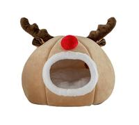 Cat Christmas House - Enclosed Cat Bed, Cat Bed Cave, Christmas Winter Cat Cave Bed | Winter Warm Pet Supplies Three-Dimensional Sponge Cat Bed Creative Pet Bed Tent Christmas Reindeer Dog Bed